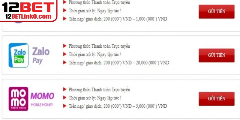 Đăng Ký 12BET - Hướng Dẫn Mở Tài Khoản Nhanh Chóng 6 Việc nạp tiền 12BET đã trở nên cực kỳ thuận tiện và nhanh chóng